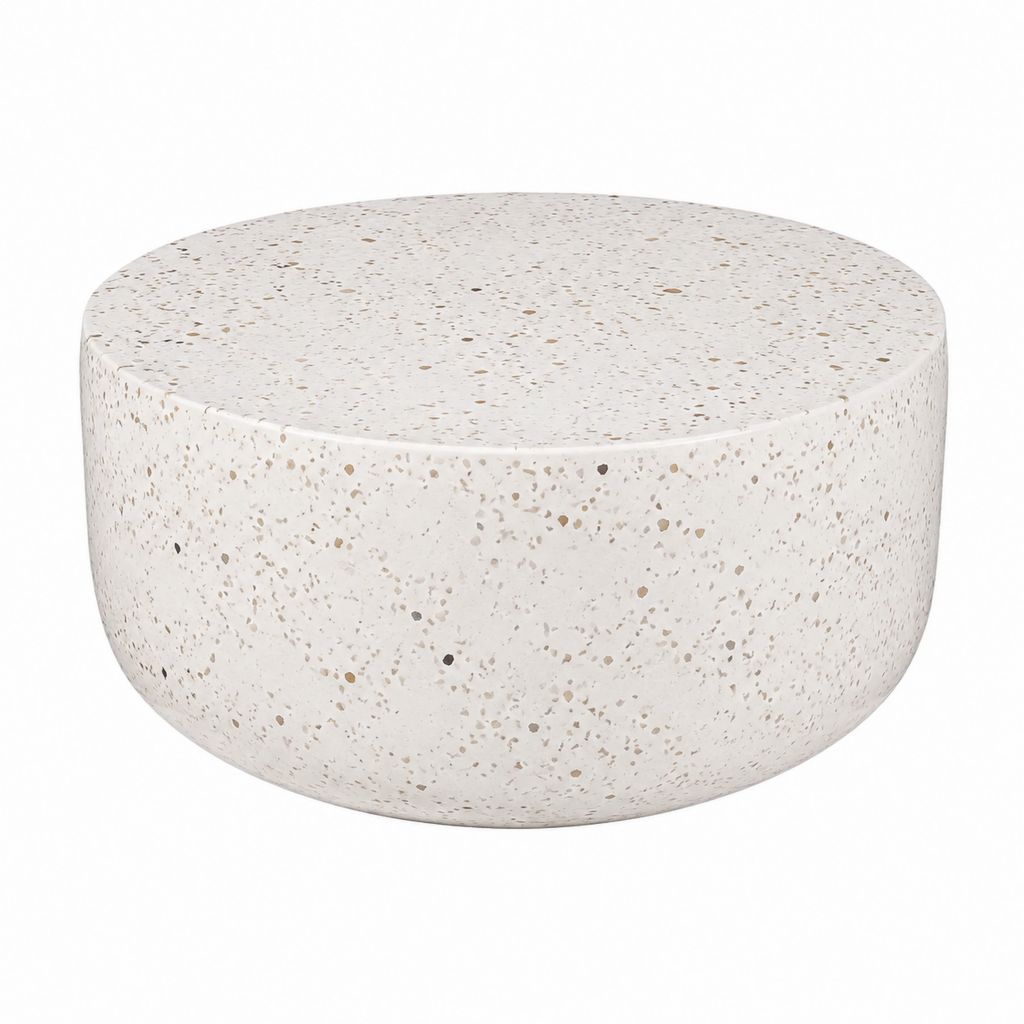 Table basse ronde blanche en terrazzo Ø 80 cm hauteur 35 cm