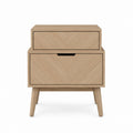 Table de chevet 2 tiroirs beige chêne en MDF rectangulaire 45 x 40 x 60 cm