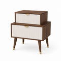 Table de chevet 2 tiroirs marron et blanc en panneaux MDF 50 x 40 x 60 cm