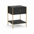 Table de chevet noire en MDF avec cadre en acier doré 45 x 40 x 60 cm