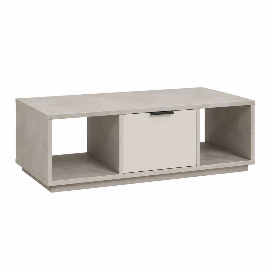 Table basse rectangulaire gris clair en panneaux de particules mélaminés avec rangement 100 x 50 x 40 cm