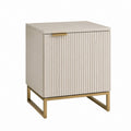 Table de chevet 1 porte beige en panneaux MDF et acier rectangulaire 45 x 40 x 60 cm