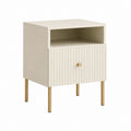 Table de chevet 1 porte avec niche blanche en panneaux MDF rectangulaire 40 x 40 x 60 cm