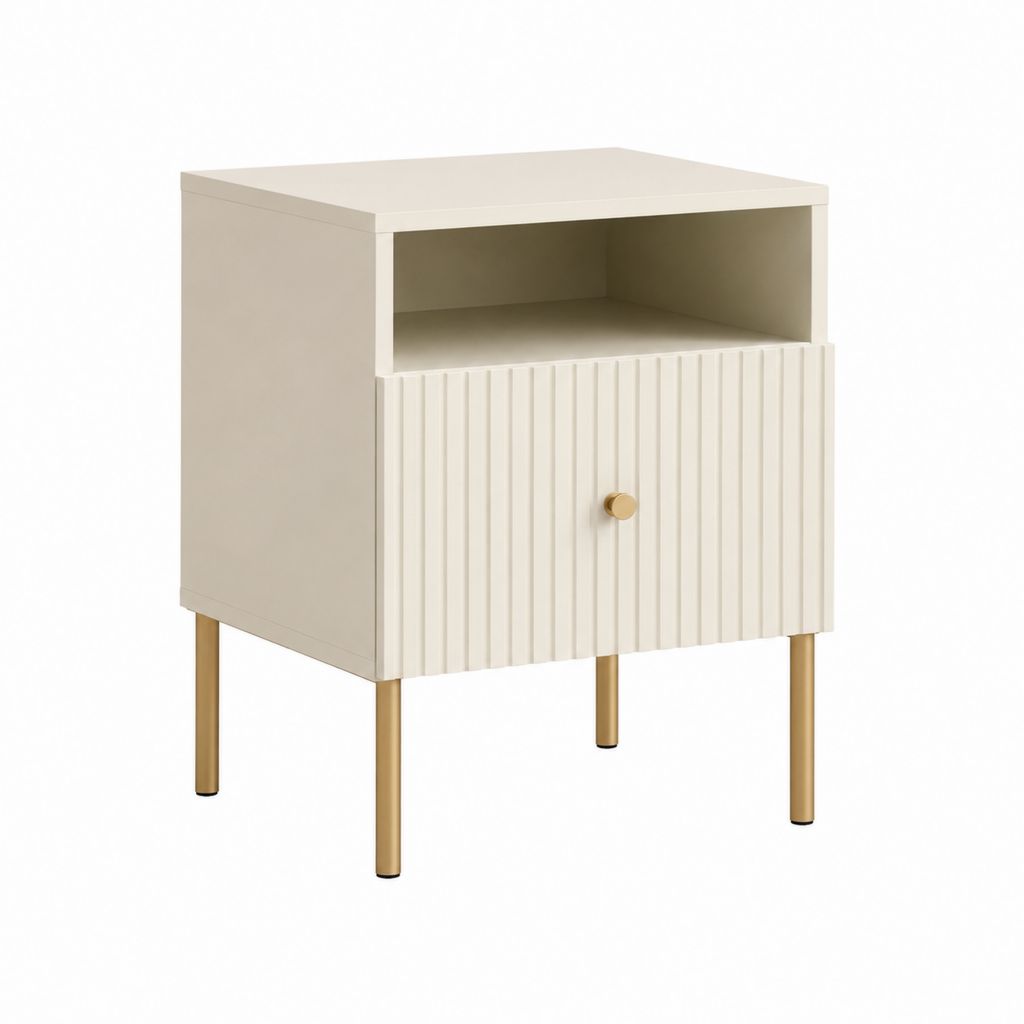 Table de chevet 1 porte avec niche blanche en panneaux MDF rectangulaire 40 x 40 x 60 cm